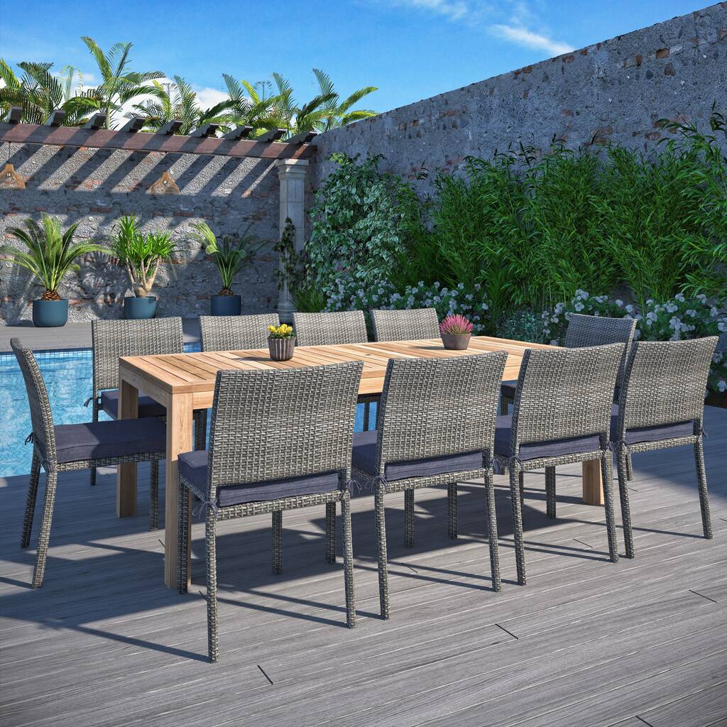 FSC Teak Outdoor Patio Dining Set - 11 Piece - 11 Piece