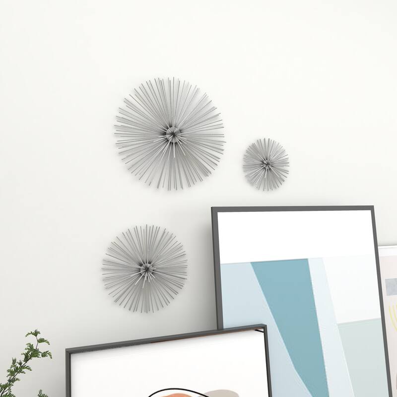 CosmoLiving by Cosmopolitan Metal 3D Starburst Wall Decor (Set of 3) - Silver, Gold, Black, Copper