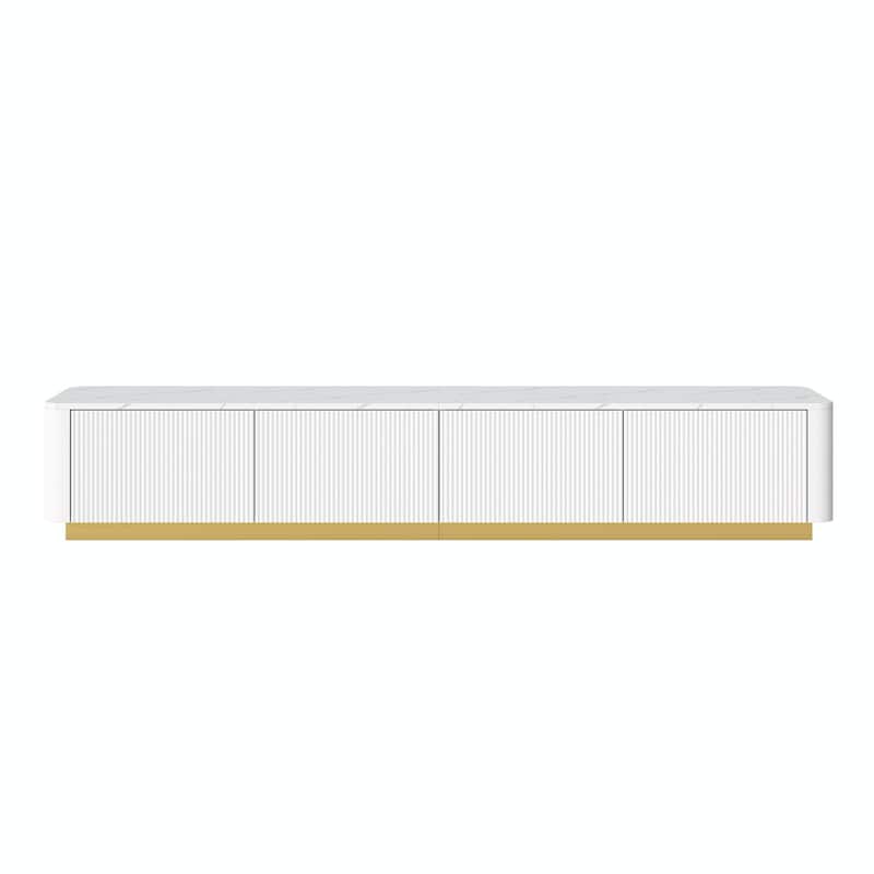 Luxury Fluted TV Stand for TVs Up to 85", Faux Marble Media Console with 4 Drawers