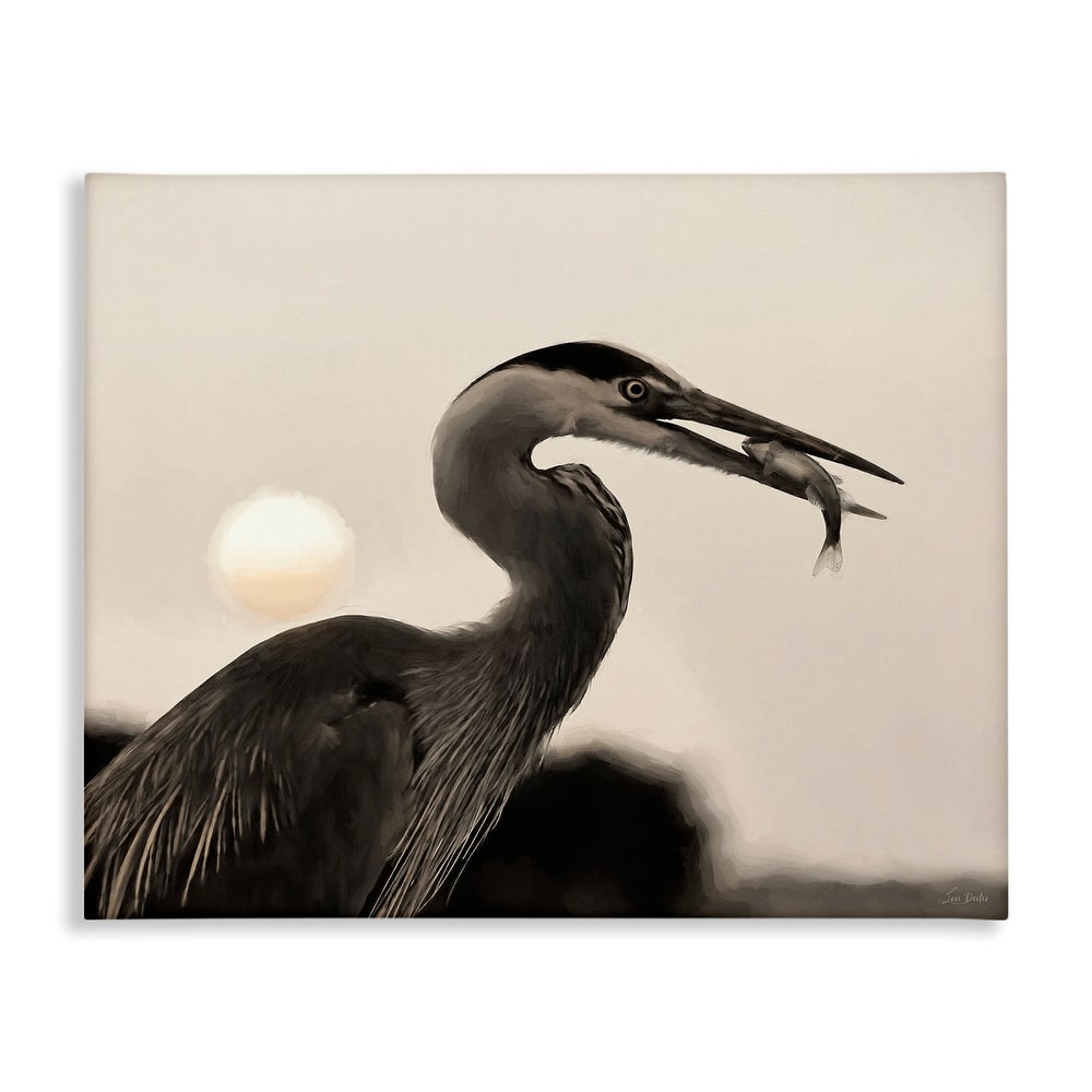Stupell Heron Feeding on Fish Canvas Wall Art Design By Lori Deiter