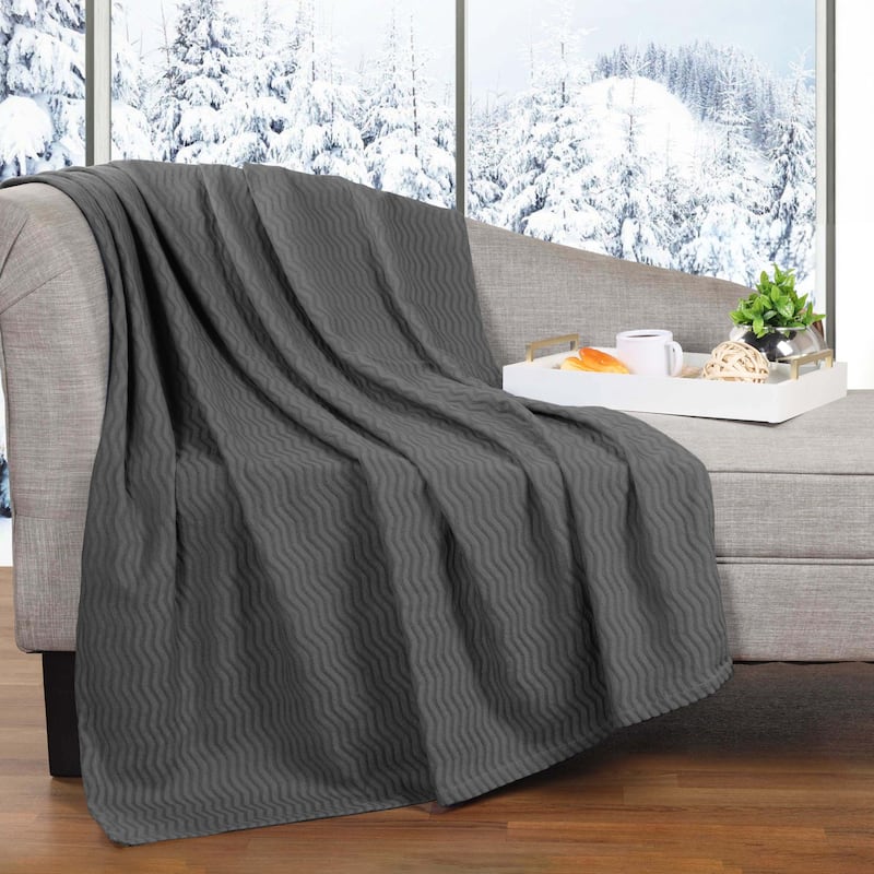 Superior Jena Cotton Textured Chevron Lightweight Woven Blanket