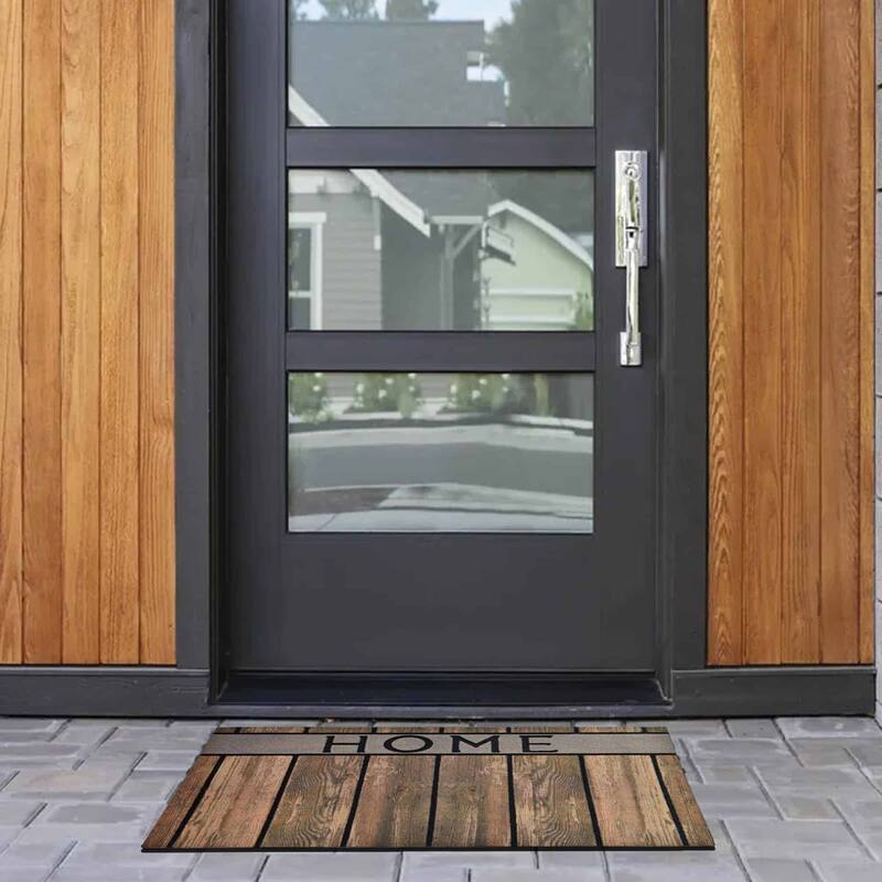 Outdoor Front Door Mat 30x18 Inch Rubber Rug with 'Home' Design