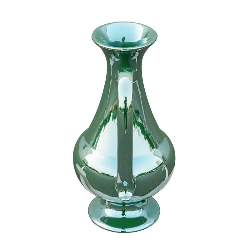 12" Green Ceramic Amphora Table Vase - 7.90