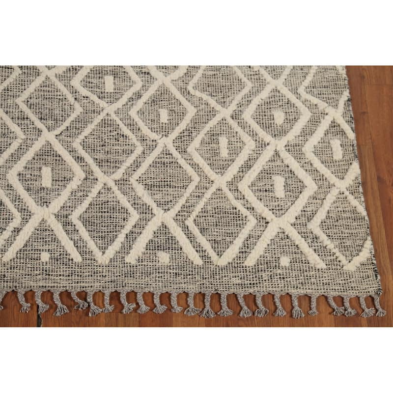 Trellis Moroccan Area Rug Handmade Oriental Wool Carpet - 6'10"x 10'3"