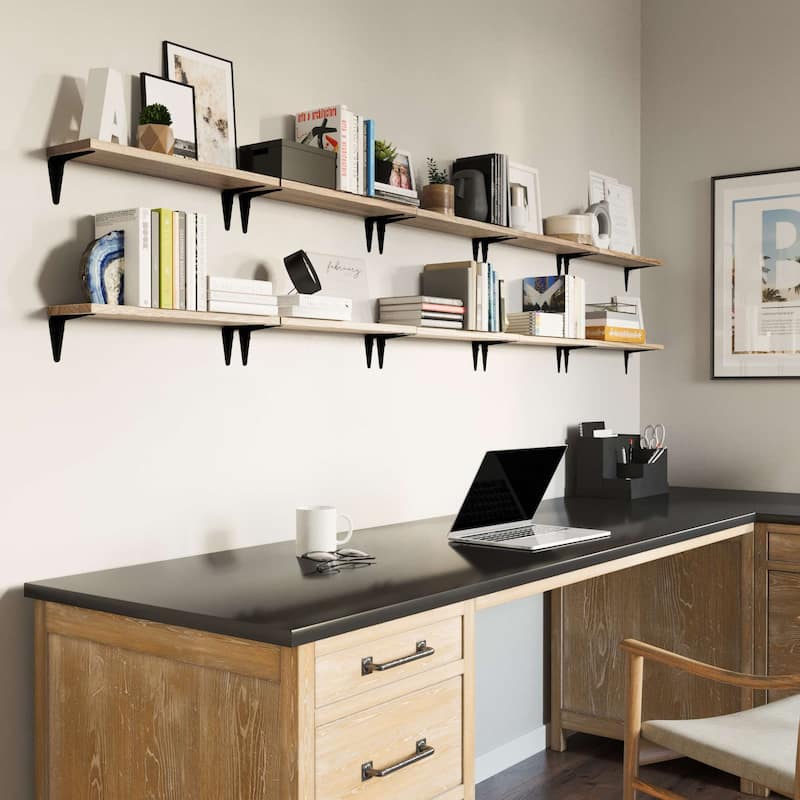 Wallniture Arras 17x4.5" Floating Bookshelves, Hanging Shelves for Living Room, Farmhouse Decor, Custom Finish and Piece Options