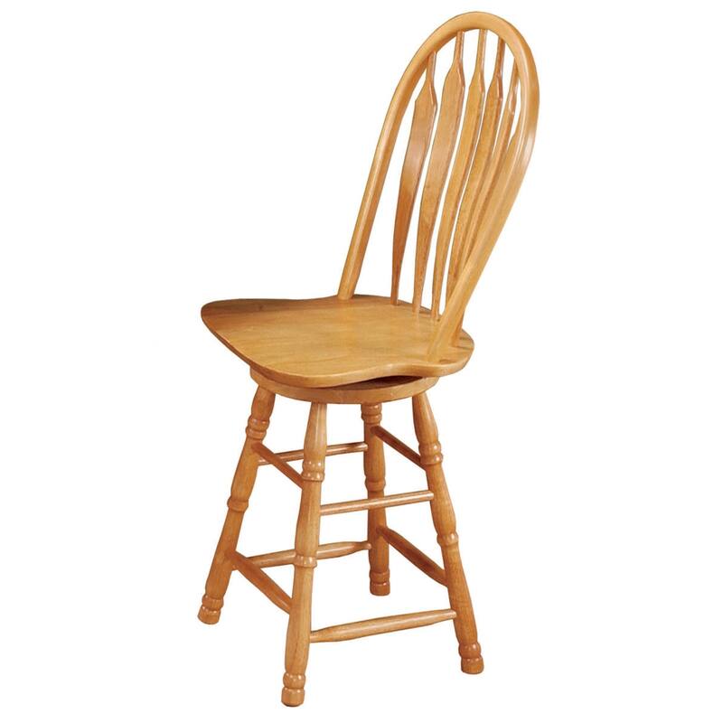 High Back Wooden Swivel Bar Stool - 44.5" - Light Brown