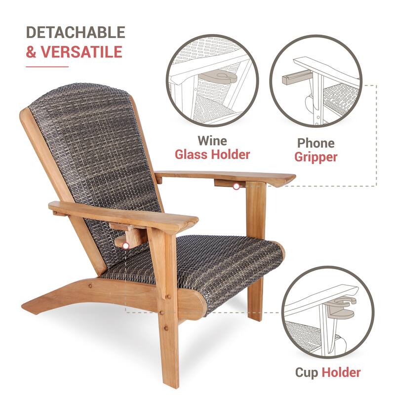 Cambridge Casual Auburn Set of 4 Upholstered Teak Outdoor Adirondack Chair Set