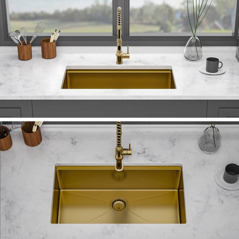Single Bowl Undermount Workstation Kitchen Sink - Gold