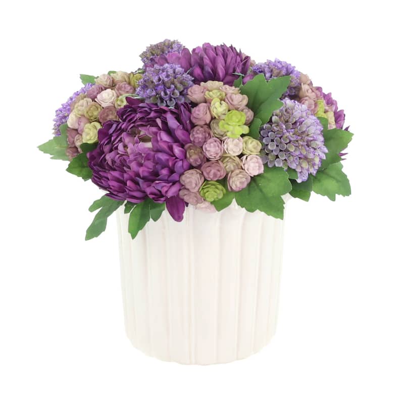 Floral Centerpiece with Dahlias, Mums and Succulents - 9