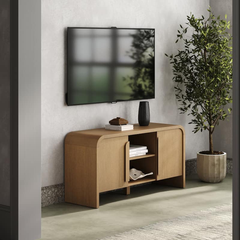 Iris Mid Century Modern Minimalist TV Stand with Storage, Media Console Cabinet for TVs Up To 50"