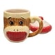 Bandwagon Cute Sock Monkey Mug with Lid - Hand Painted Cup for Coffee ...