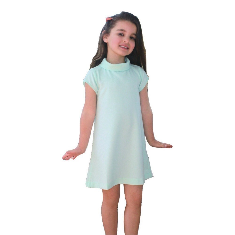 Shop A Bird Little Girls Sweet Mint Stylish Collar Short Sleeve