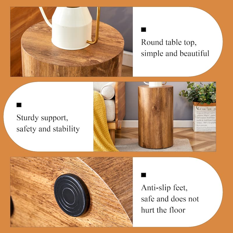 GDFStudio - Jackson Multi-Size Cylindrical Coffee Table Set with Wood-Grain Finish