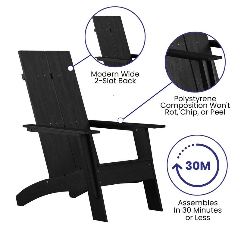 Modern Dual Slat Back Indoor/Outdoor Adirondack Patio Chair