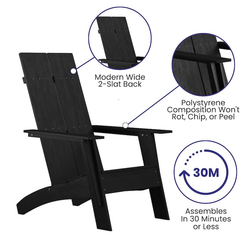 Modern Dual Slat Back Adirondack Style Chairs (Set of 2)