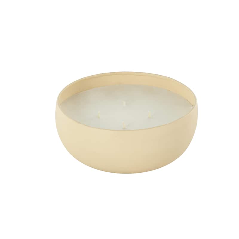 Metal Scented Textured 34oz 4 Wick Decorative Candle with White Wax - Beige, Black or Cream - Roche River Decor