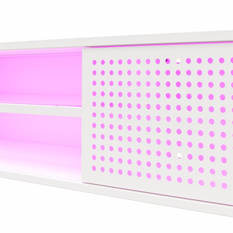 Roomfitters Glitch Floating Gaming TV Stand with RGB LED Lights for TVs up to 60 Inches, White