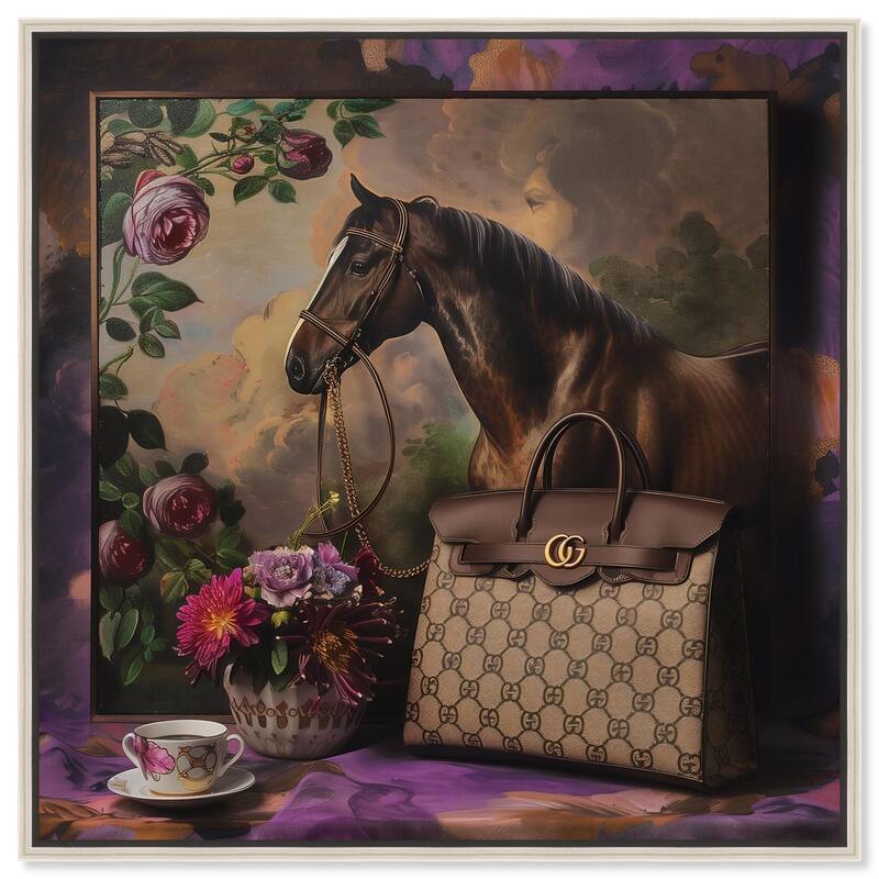 Fanciful Horse Portrait Canvas by Art Remedy - Silver - 40" x 40"
