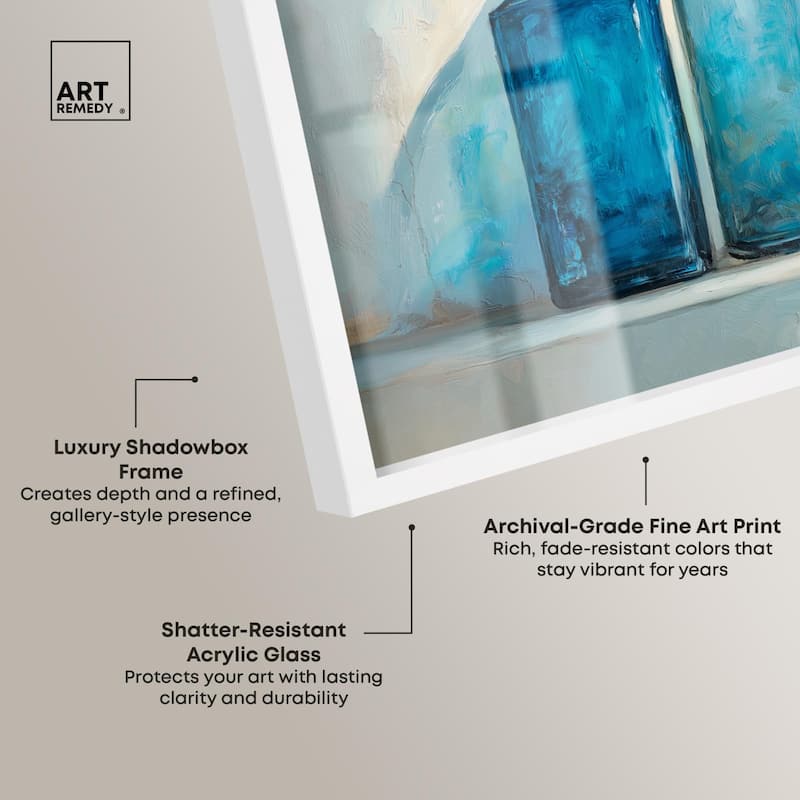 Three Blue Bottles Shadowbox by Art Remedy