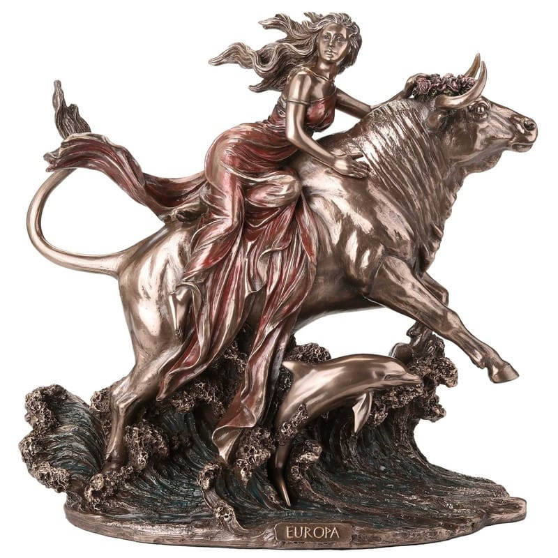 9.45 inches Width Cold Cast Bronze the Abduction of Europa Bronze Finish Figurine