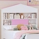preview thumbnail 13 of 16, Twin Size House-Shaped Wooden Bed with Storage Shelf on the Headboard, Built-in Two Storage Drawers, Brown