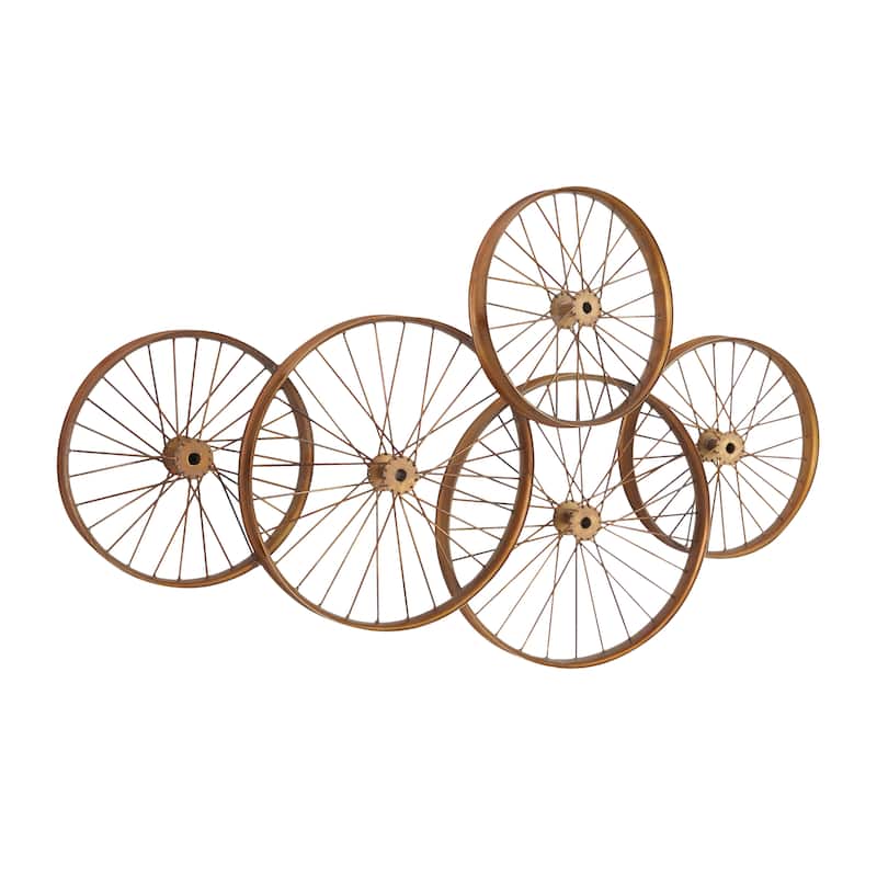 Copper Metal Eclectic Wheel Wall Decor