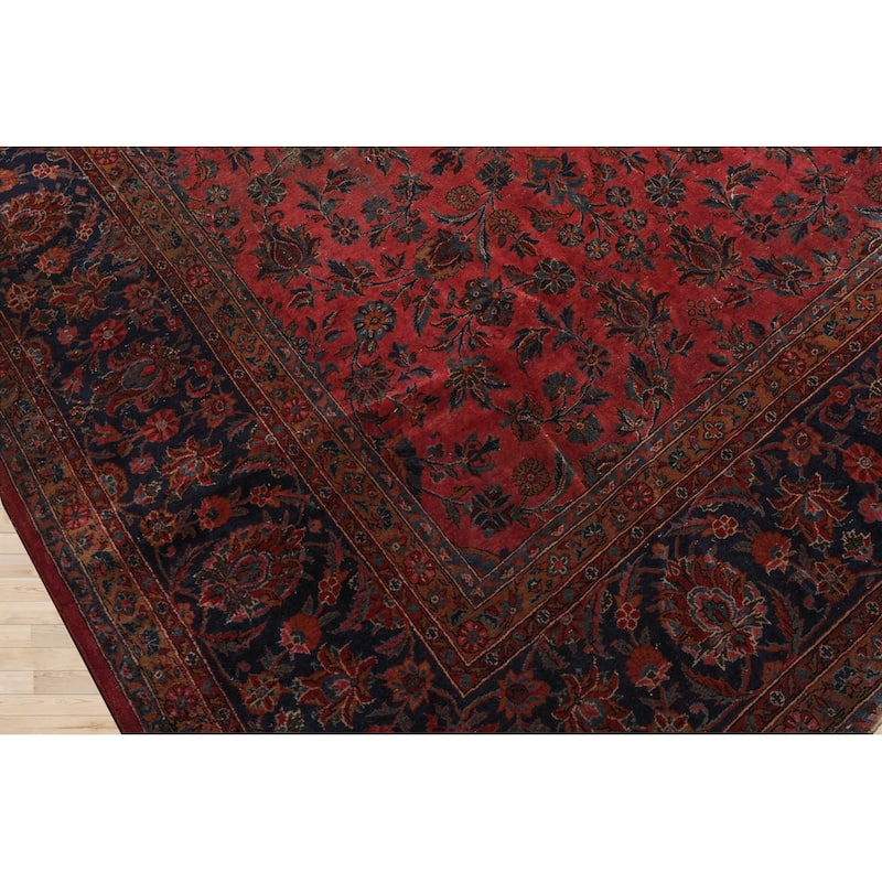 Hand Knotted 300 KPSI Antique Rose Persian Wool Traditional Area Rug - 10' 5'' x 13' 9''