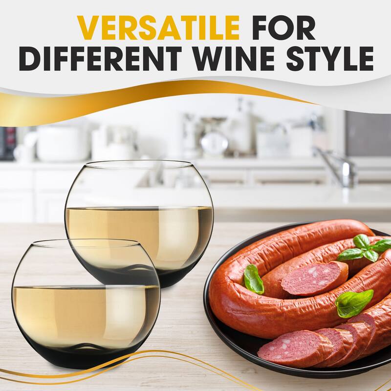 Berkware Set of 2 Sparkling Colored Stemless Wine Glass