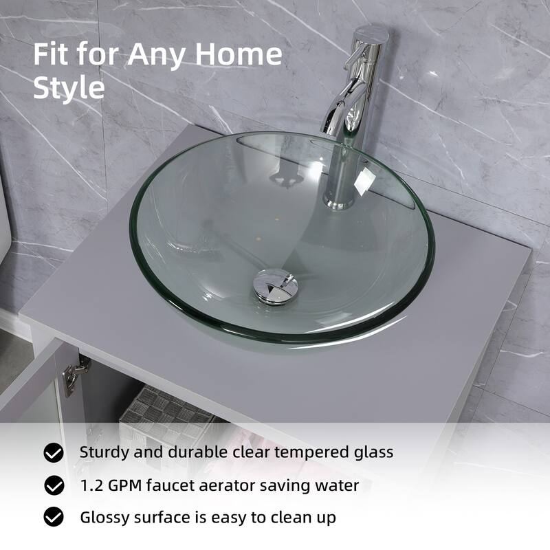 48" Bathroom Vanity Set Vessel Sink Mirror Faucet W/ Small Cabinet Combo