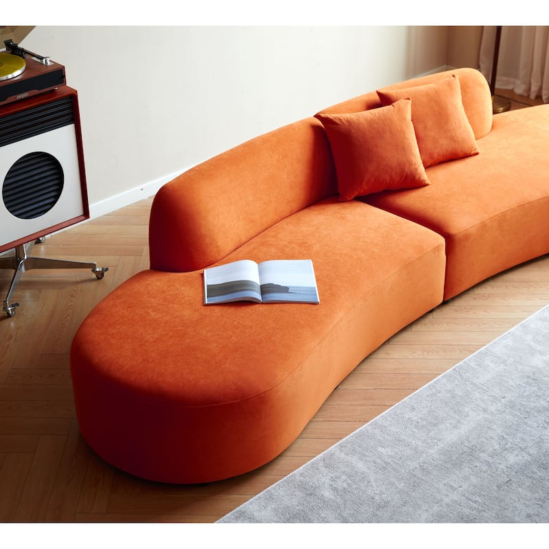 132.3 inch Large Size Elegant Half Moon Design Curved 6-Seat Sofa with High-Density Foam Filled