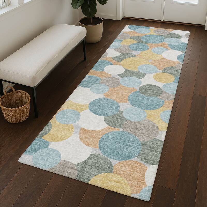 Machine Washable Indoor/ Outdoor Mucho Bubbles Chantille Rug