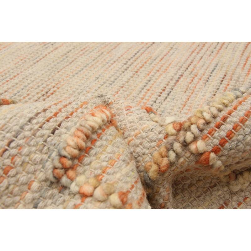 ECARPETGALLERY Braid weave Sienna Beige Wool Rug - 5'1 x 8'1