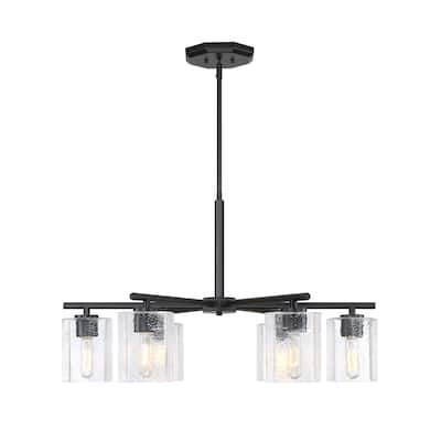 Haven 6-Light Matte Black Transitional Shaded Chandelier for Entryways - 32
