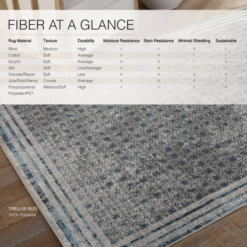 Allora Machine Washable Trellis Area Rug