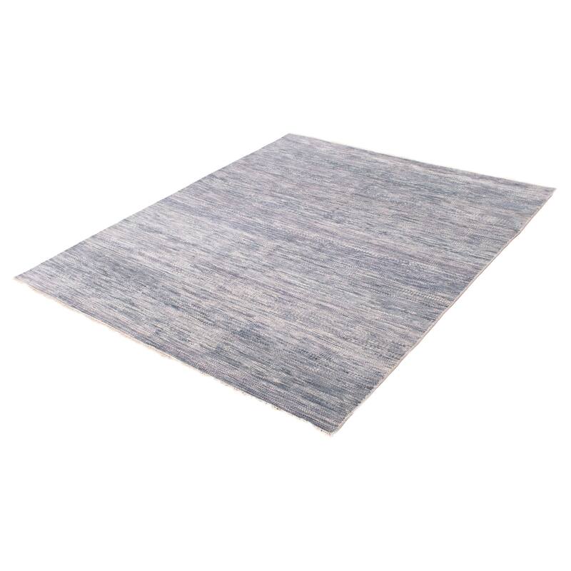 ECARPETGALLERY Hand-knotted Silk Shadow Turquoise Wool Rug - 7'10 x 9'6