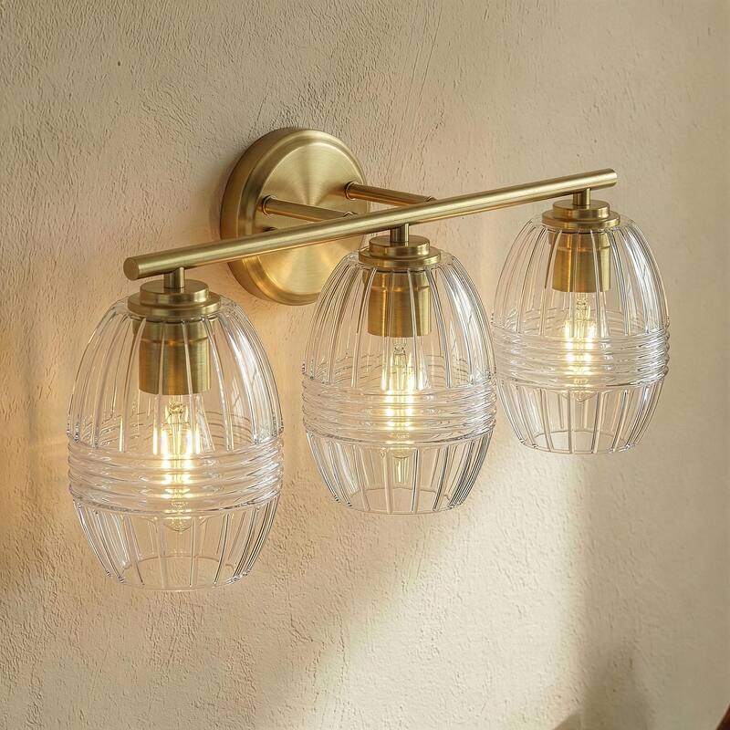 Lunix Three-Light Bathroom Vanity Fixture with Clear Glass Shades