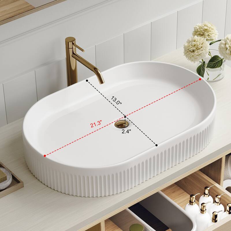 39.3"Wall-Mounted Bathroom Vanity with Oval Ceramic Sink,Floating Multi-Layer Cabinet Soft-Close Drawers Open Shelf Storage