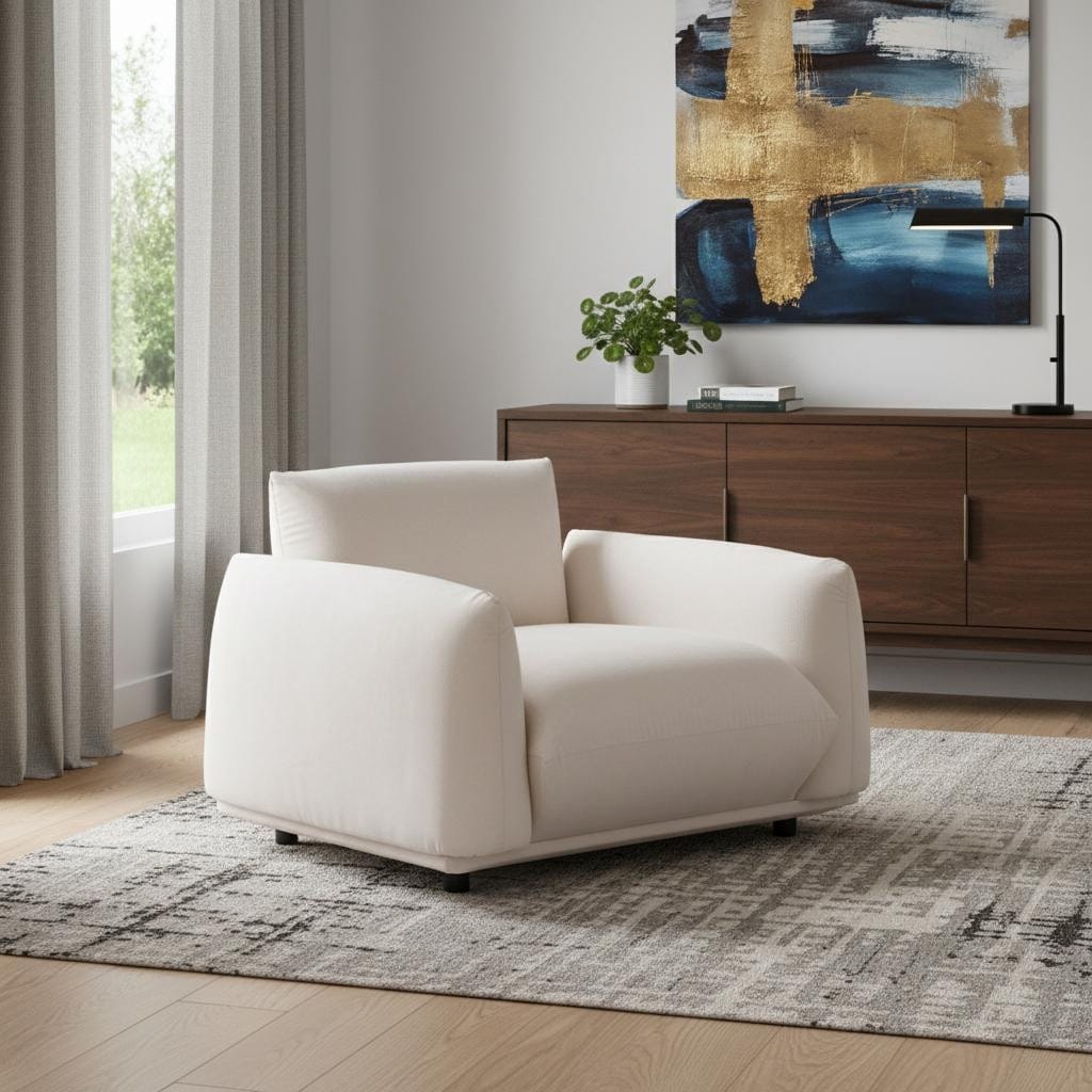 HomeRoots 47" White Velvet Arm Chair - 47.00 in. x 27.00 in. x 39.00 in.
