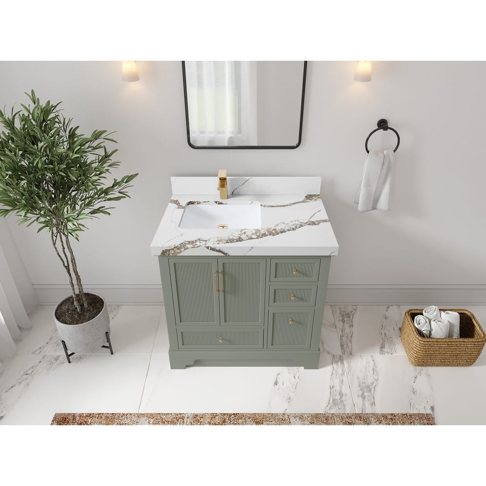 Willow Collections 36 in. W x 22 in. D Alys Left Offset Sink Bathroom Vanity with Countertop