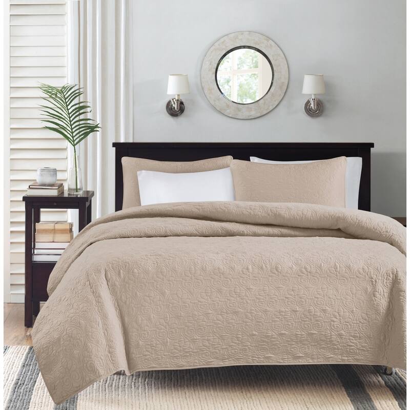 Madison Park Mansfield Reversible Quilt Set - Khaki - King - Cal King