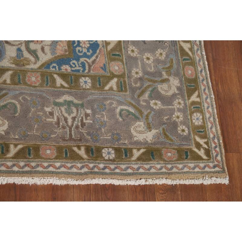 Gray Tabriz Vintage Persian Area Rug Hand-Knotted Wool Carpet - 6'6" x 9'8"