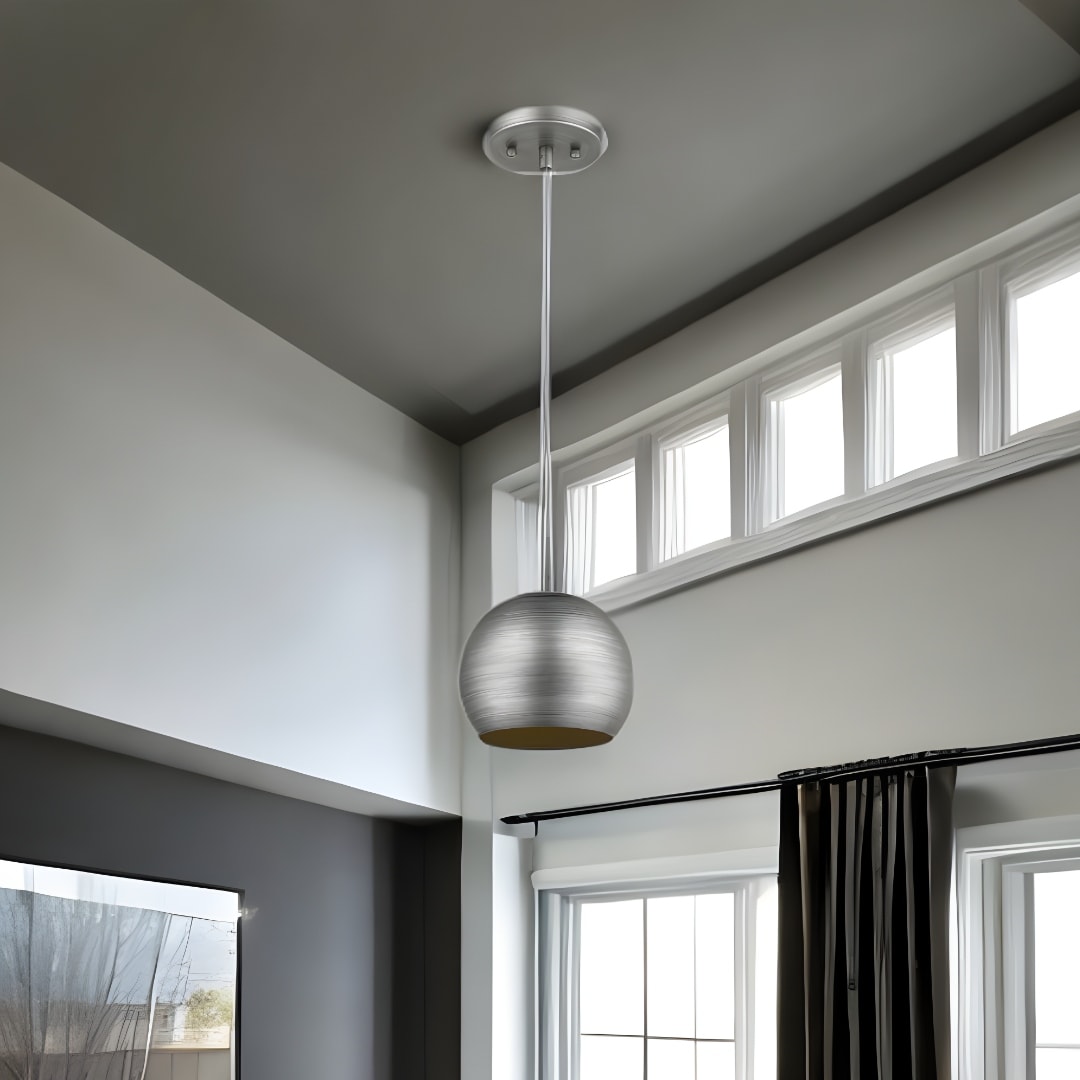 HomeRoots Light Gray and Gold Hanging Dome Light - 7' X '5.75' X '7