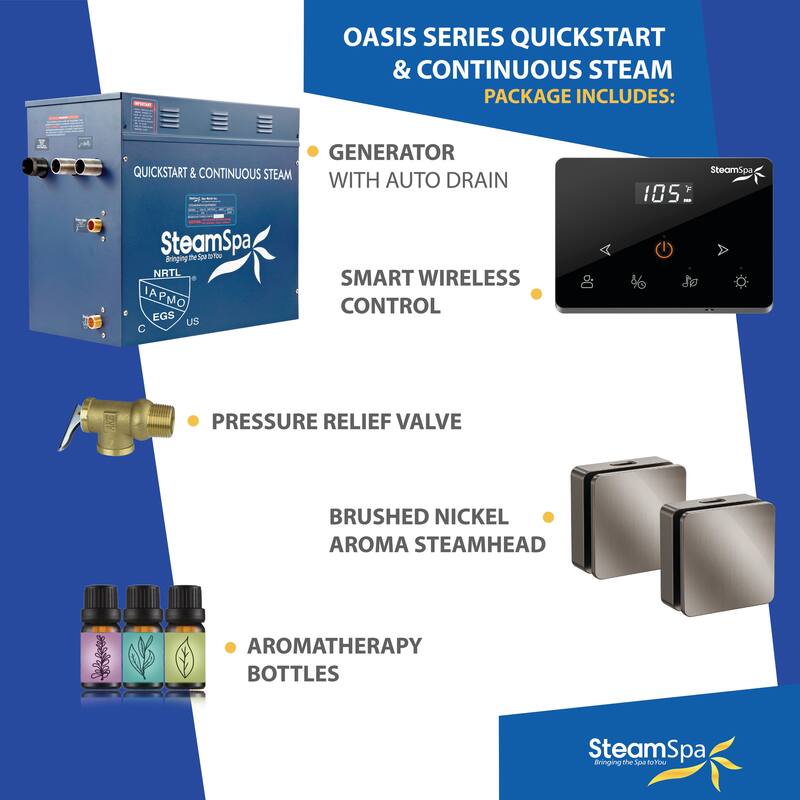 Oasis Series 12000-Watts Steam Generator with Continuous Steam Plus Fully Wireless Handheld Control