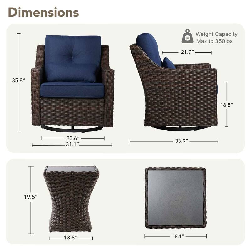 Murphy Outdoor Wicker Patio Furniture Swivel Glider Chair