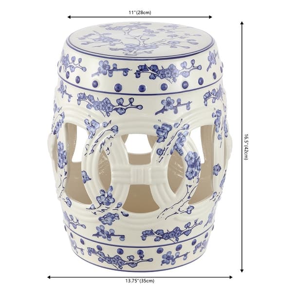 dimension image slide 0 of 15, Lucky Coins 16" Chinese Ceramic Drum Garden Stool