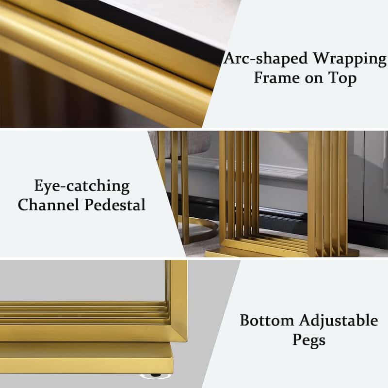 Luxurious Gold and Glass End Table with 24 inch Square Top and Stainless Steel Base