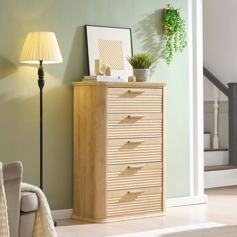 Fluted Curved Dresser with Drawers for Bedroom, Chest of Drawers Closet Storage Organizer
