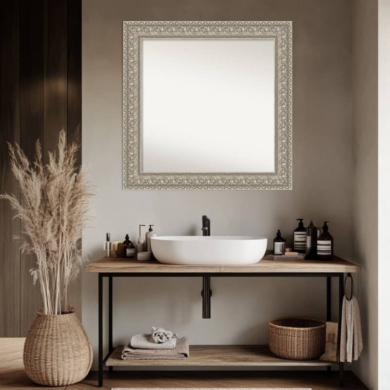 Sydney Silver Non-Beveled Framed Bathroom Vanity Wall Mirror - Sydney Silver
