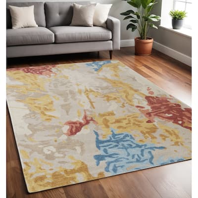 Xubo Hand Tufted Abstract Modern Stain Resistant Area Rug By HomeRoots - 5' x 8'
