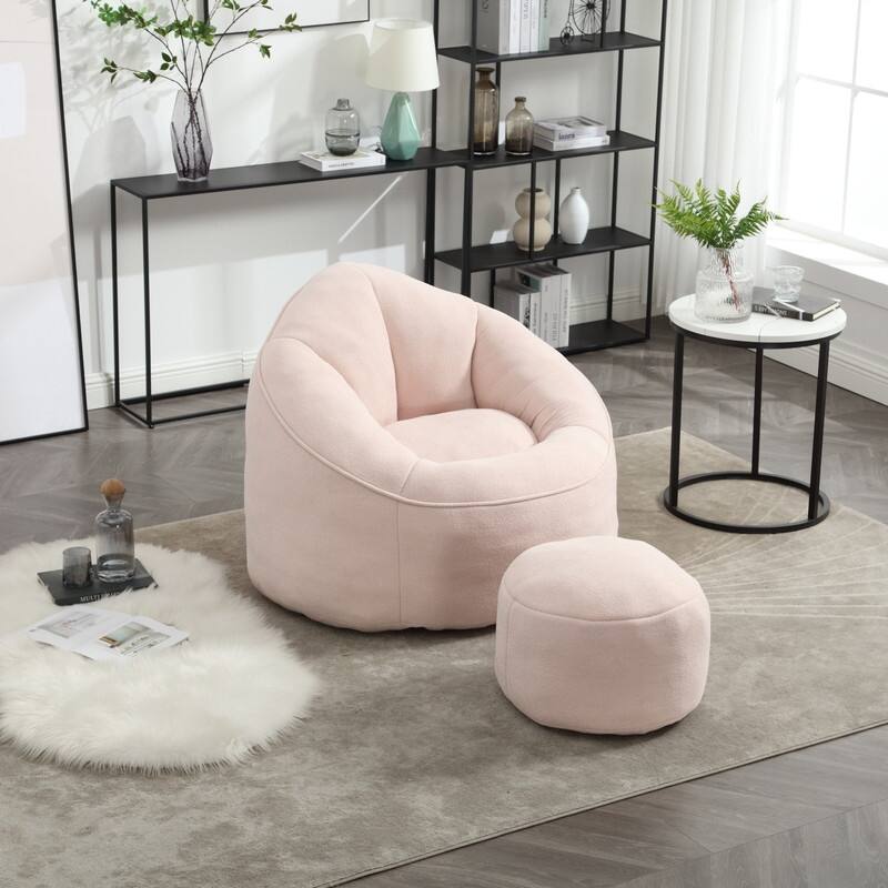 Compressed Foam Bean Bag Chair with Footrest - Plush Lounger for Modern Living Spaces